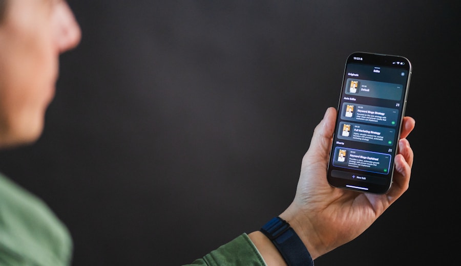 Person using a mobile application on a smartphone